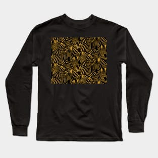 Black and Gold Zebra Long Sleeve T-Shirt